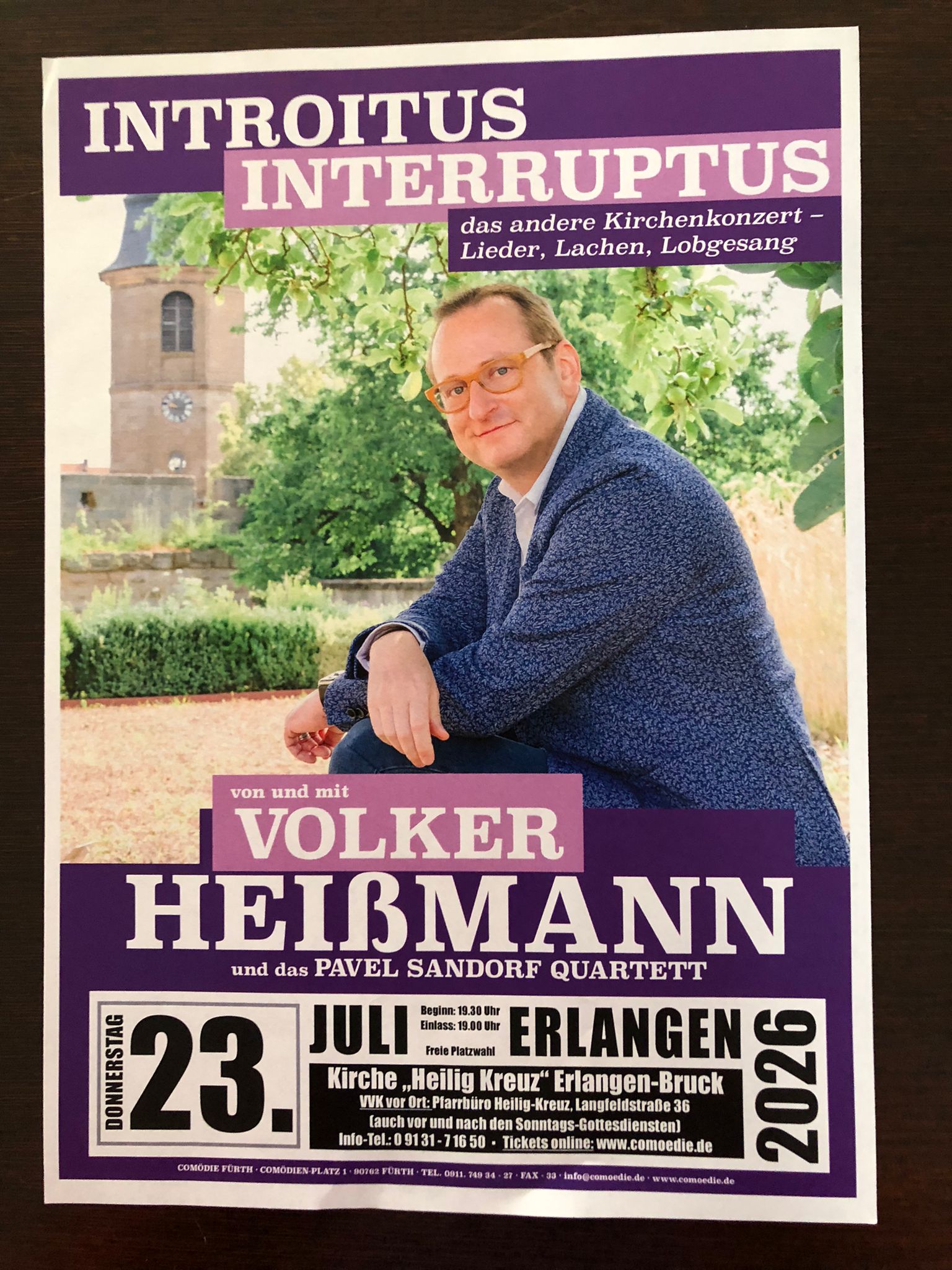 Werbeplatkat für Konzert von Volker Heißmann